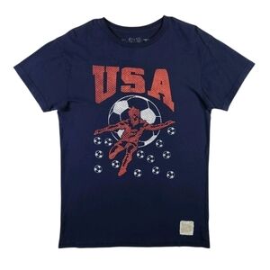 Vintage Team USA Soccer Shirt Medium Blue Y2K Futbol Sportswear Tee Made In USA